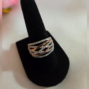 14kt Rose Gold Overlay Natural Diamonds Ring